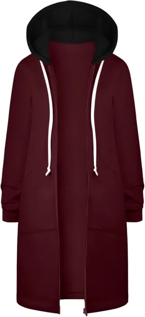 Womens Zip Up Long Sleeve Hoodies Sweatshirt Fleece Jackets 2024 Fall Fashion Outfits Winter Clothes Long Coats
