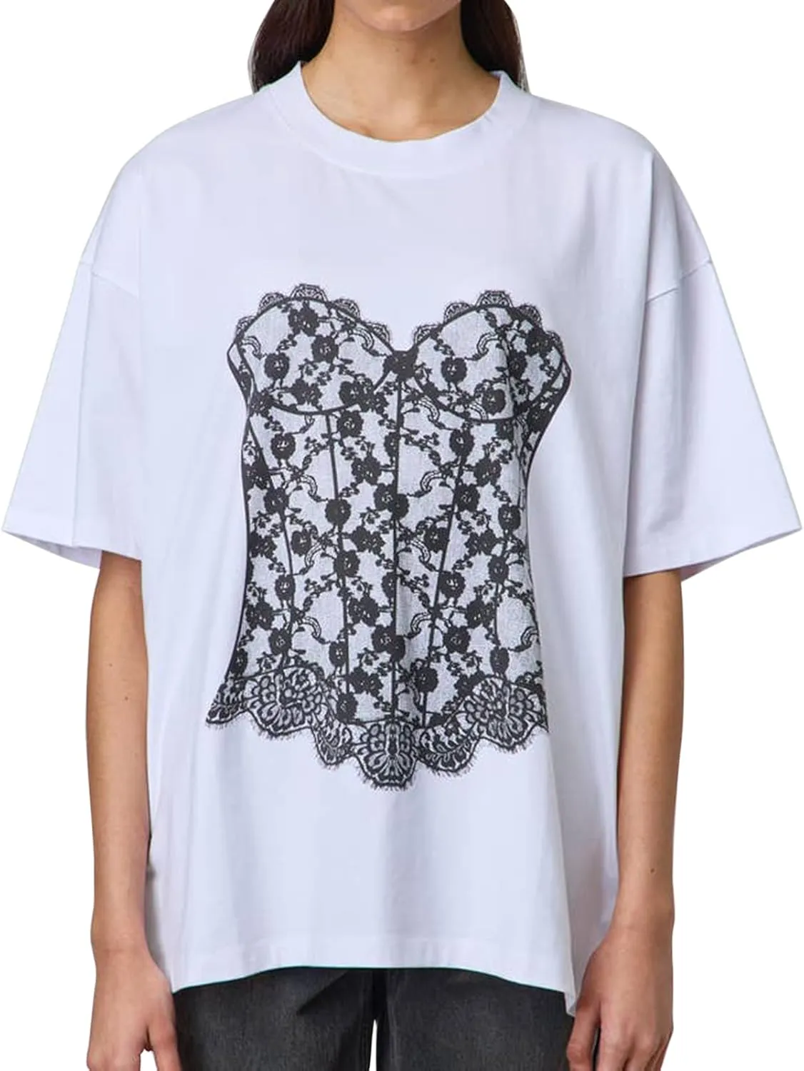 Y2k Oversized Graphic Tshirt for Women Short Sleeve Loose Fit Baggy Tees Teen Girls Casual Aesthetic Summer Top