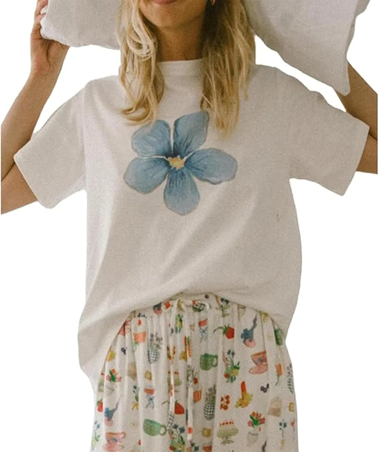 Y2k Oversized Graphic Tshirt for Women Short Sleeve Loose Fit Baggy Tees Teen Girls Casual Aesthetic Summer Top