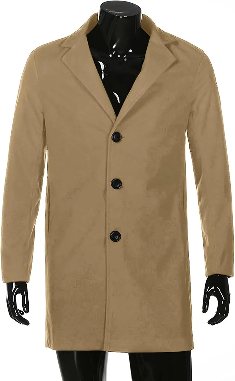 Ymosrh Men's Trench Coat Oversized Notched Long Jacket Coat Single Breasted Lapel Winter Coat, M-5XL