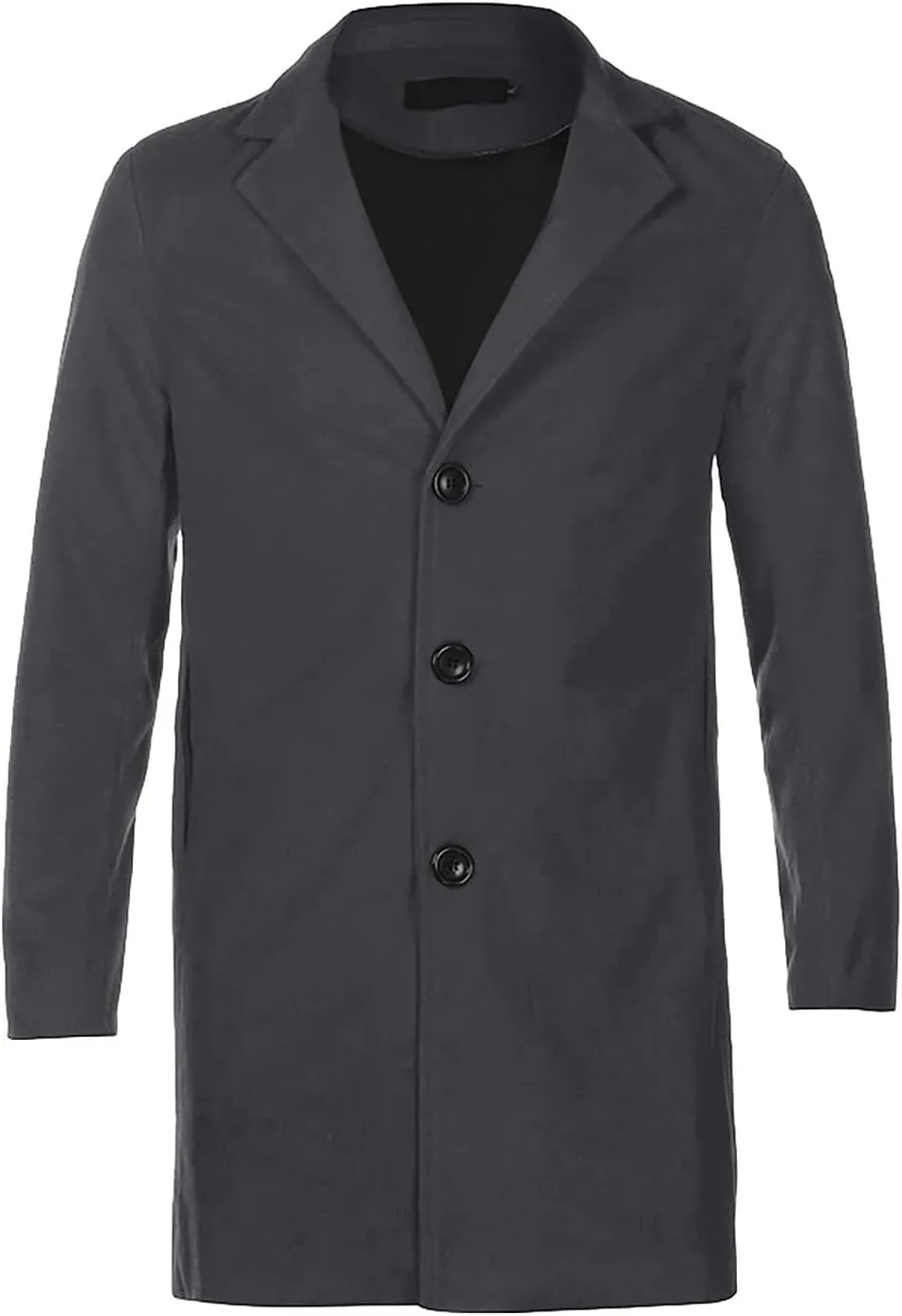 Ymosrh Men's Trench Coat Oversized Notched Long Jacket Coat Single Breasted Lapel Winter Coat, M-5XL