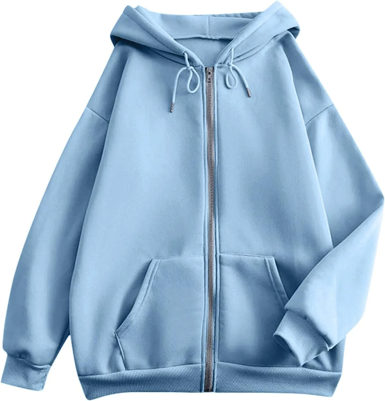 Zip Up Hoodies for Women 2025 Drawstring Soft Jackets Casual Sweatshirts with Pocket